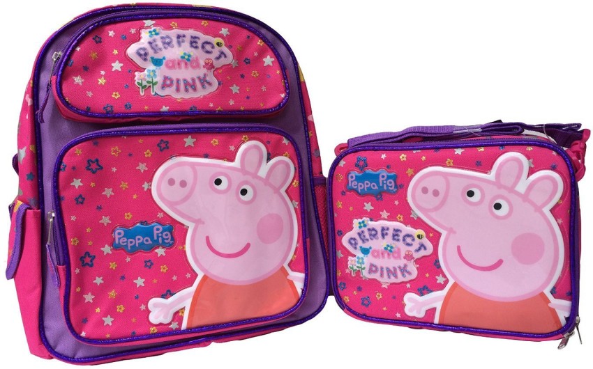 Peppa Pig Girls 4 Piece Backpack Set  Kids Pink Rucksack Bundle with  School Bag, Pencil Case, []