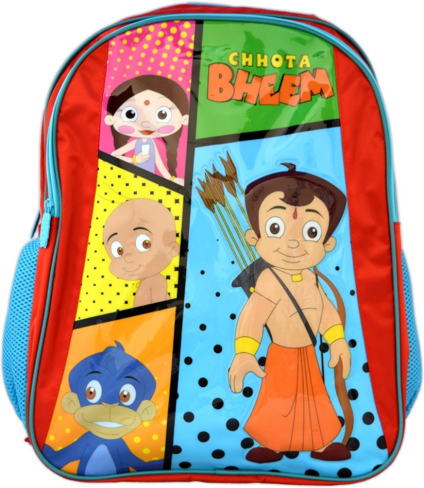Chhota Bheem with free (Pencil, Eraser, Sharpener and Scale). School  Cartoon Bag, Soft Material plus Backpack Children's Gifts Boy/Girl/Baby  School Bag for Kids, Suitable for Nursery, LKG, UKG & Play School Children (