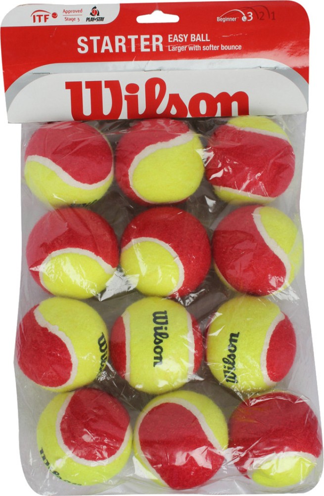 Wilson Tennis Balls, Starter Red, Pack of 3, Yellow/Red, for