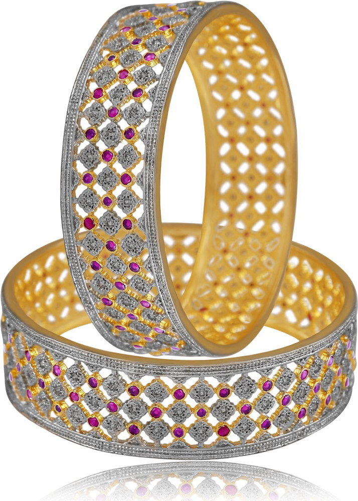 American Diamond Brass Copper Cubic Zirconia Rhodium Gold plated Bangle Set Price in India Buy American Diamond Brass Copper Cubic Zirconia Rhodium Gold plated Bangle Set Online at Best Prices in Indi...