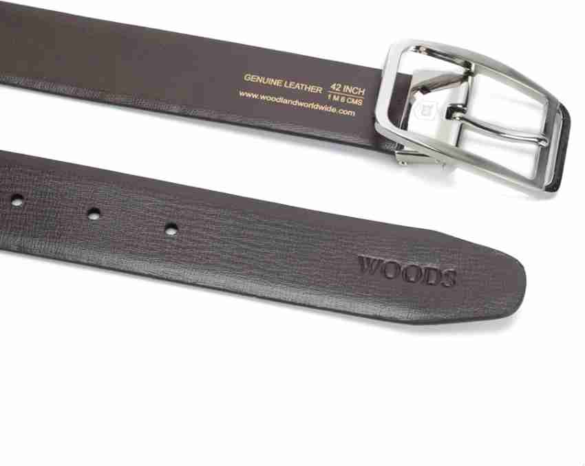 WOODLAND Men Brown Black Genuine Leather Reversible Belt Black