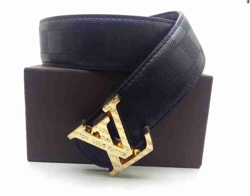 LV Men Formal Black Genuine Leather Belt Black - Price in India