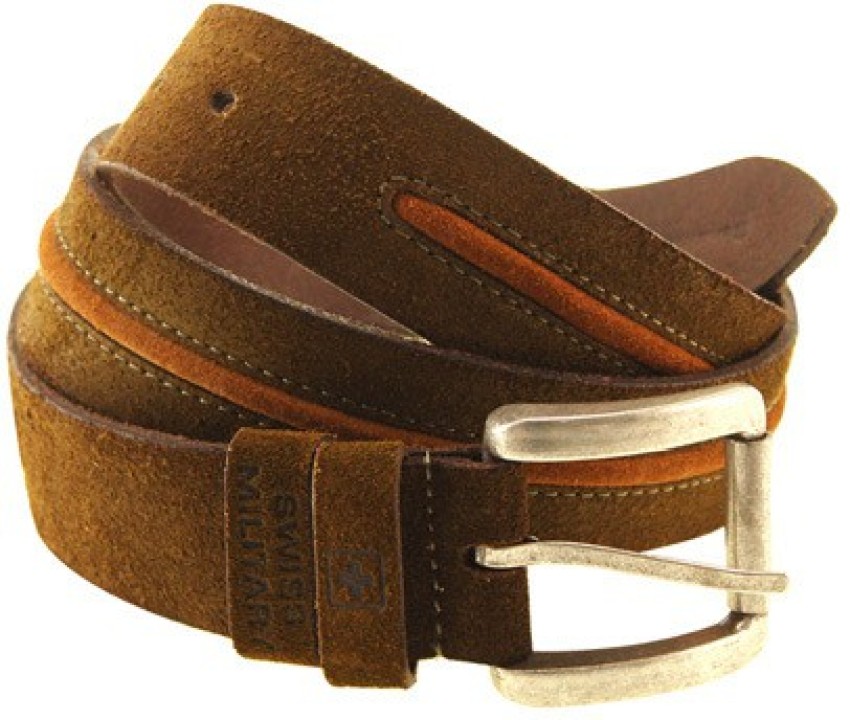 SWISS MILITARY Men Brown Genuine Leather Belt kHAKI Price in