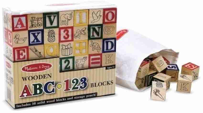 MELISSA DOUG 3 Item Bundle 1900 Wooden ABC 123 Blocks and 481