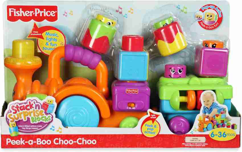 FISHER-PRICE Peek a Boo Stack n Surprise Blocks Choo-Choo