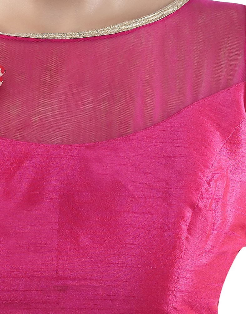 Studio Shringaar Women Pink Solid Sleeveless Saree Blouse