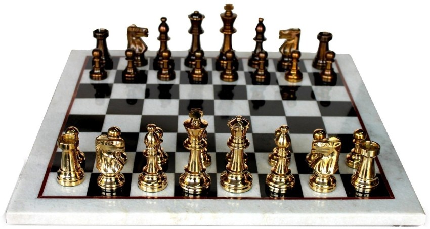 StonKraft 14 X 14; Collectible Wooden Folding Chess Game Board Set+ Brass  Staunton Figure Pieces