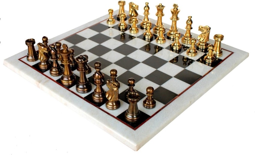 StonKraft 14 X 14; Collectible Wooden Folding Chess Game Board Set+ Brass  Staunton Figure Pieces