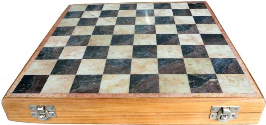 StonKraft - 12 x 12 Stone Inlaid Chess Game Board with Wooden