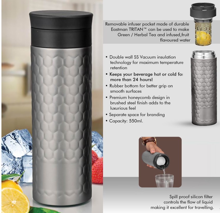 Insulated Cup with Filter Tea Maker Stainless Steel Thermos Bottle with  Glass Infuser Separates Tea and Water 300ML