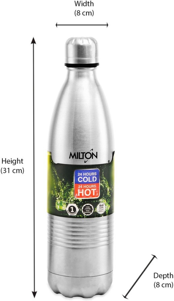 Milton Thermosteel Flip Lid 750, Double Walled Vacuum Insulated 750 ml | 25 oz | 24 Hours Hot and Cold Water Bottle with Cover, Stainless Steel, BPA