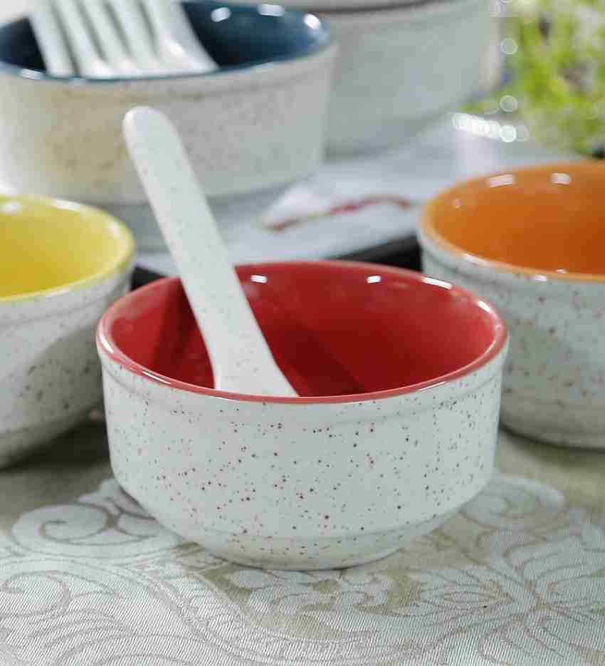 Buy Unravel India ceramic saffron soup set(Set of 6) Online at Low Prices  in India 