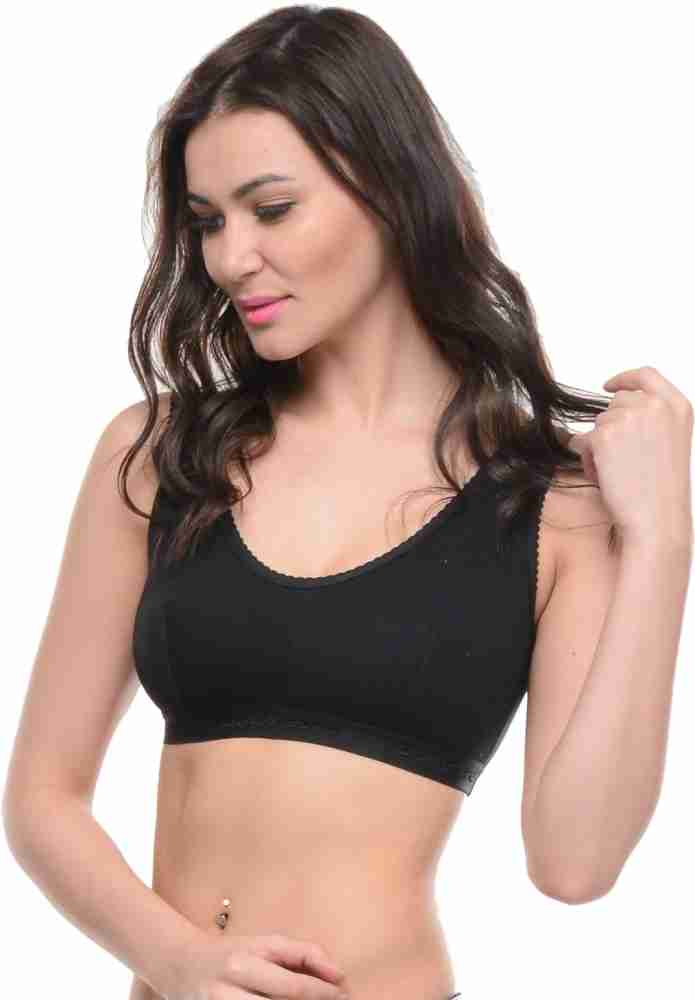 Buy BODYCARE Women's Synthetic Non Padded Wire Free Sports Bra  (E1607BBB-30B_Black_30) at