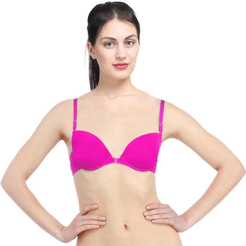 Buy PrettyCat Perfect Front Closure Pushup Bra Panty Set - Red online