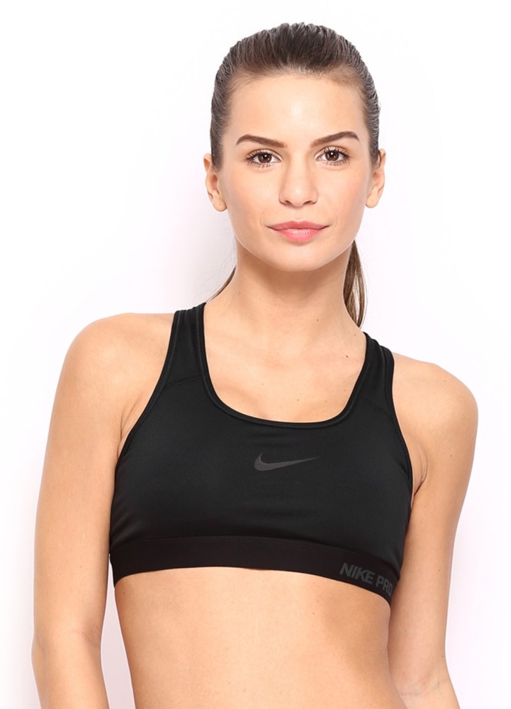 Nike Black Solid Non Padded Sports Bra for women price in India on 17th  March 2024