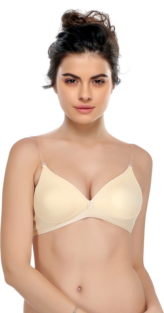Clovia Cotton Non Padded Wirefree Demi Cup Bra With Detachable Transparent  Straps - Beige Women Full Coverage Non Padded Bra - Buy Beige Clovia Cotton  Non Padded Wirefree Demi Cup Bra With