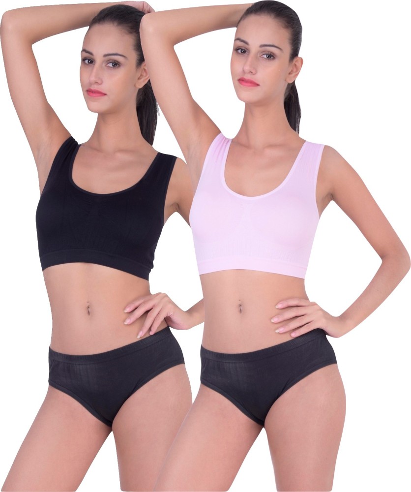 Piftif Women Sports Lightly Padded Bra - Buy BLACK PINK Piftif Women Sports  Lightly Padded Bra Online at Best Prices in India