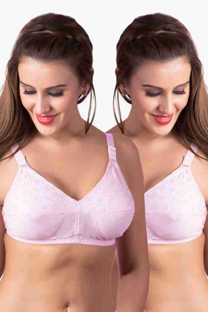 Rajnie Women’s Pure Cotton Non-Padded Full Coverage Plus-Size Everyday Bra  Pack of 2 (White,Skin-38DD)