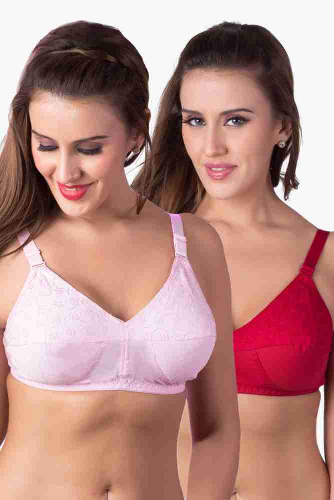 Rajnie Women’s Pure Cotton Non-Padded Full Coverage Plus-Size Everyday Bra  Pack of 2 (White,Black-40D)
