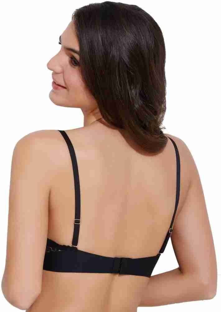 Zivame Watch Your Back Laser Wings Smooth Moderate Pushup Bra- Black