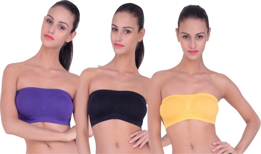 Piftif Women Bandeau/Tube Non Padded Bra - Buy BLACK YELLOW PURPLE Piftif  Women Bandeau/Tube Non Padded Bra Online at Best Prices in India