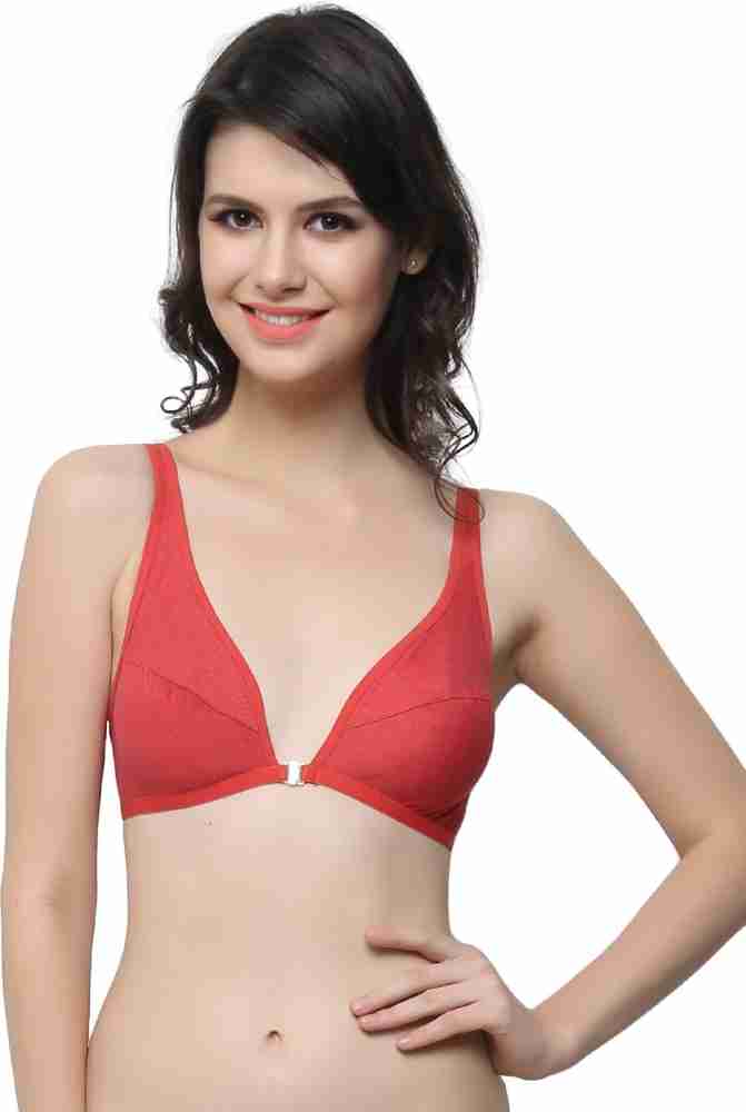 Clovia Plunge Neck Front Open Bra In Cotton Blend Women Plunge Non