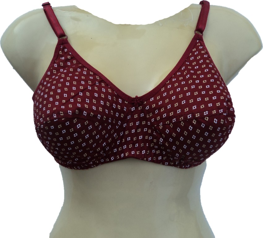 GOLDLINE Cotton Printed Women Full Coverage Bra - Buy Maroon GOLDLINE  Cotton Printed Women Full Coverage Bra Online at Best Prices in India