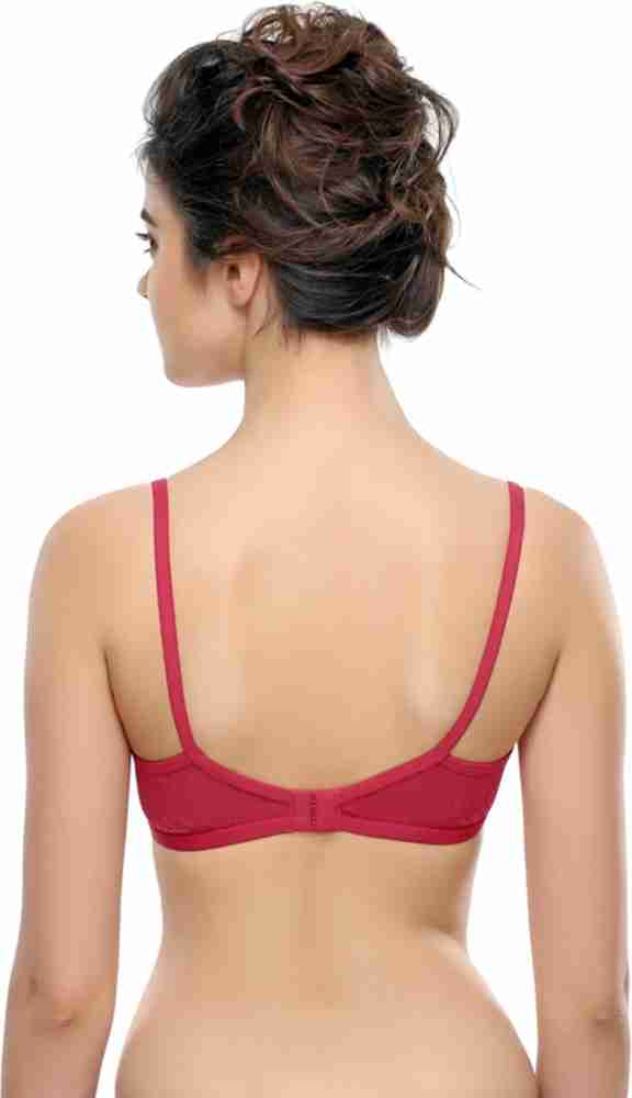 Buy Clovia Women's Non Padded Demi Cup T-Shirt Bra with Lace in Pink  (BR0238A22_Pink_32B) at