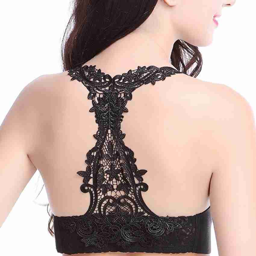 BARE THREADS backless back lace stripes straps Women Push-up