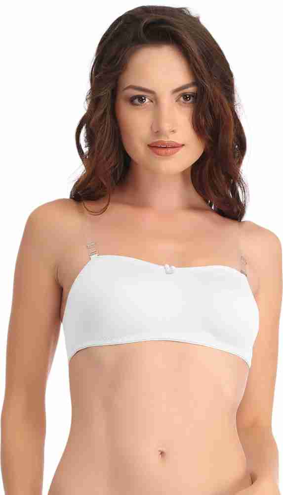 Clovia Cotton Non-Padded Wirefree Tube Bra With Detachable Transparent  Straps - White Women Bandeau/Tube Non Padded Bra