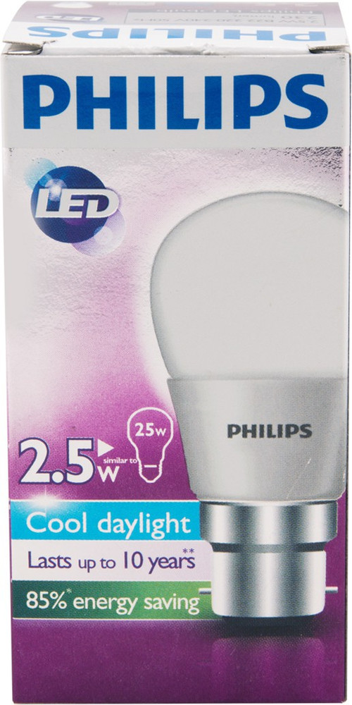 PHILIPS 2.5 W Standard B22 LED Bulb Price in India Buy PHILIPS 2.5 W Standard B22 LED Bulb online at Flipkart