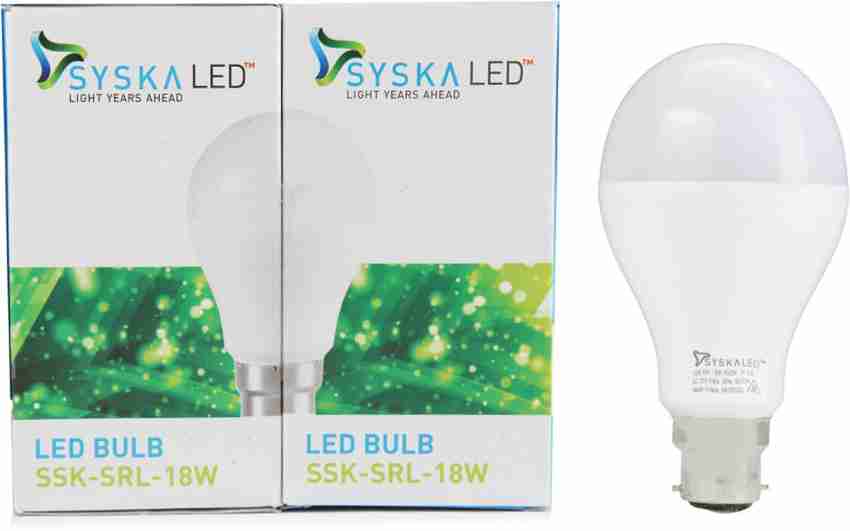Syska Led Lights 18 W Standard B22 LED Bulb Price in India Buy Syska Led Lights 18 W Standard B22 LED Bulb online at Flipkart