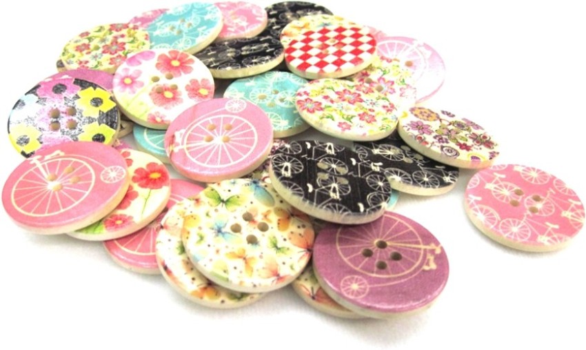 15mm bright coloured wooden buttons, pack of 10