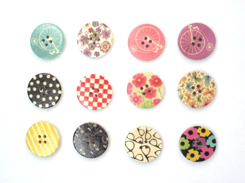 Wooden Buttons, Dia. 20 mm, 180 pc/ 1 pack