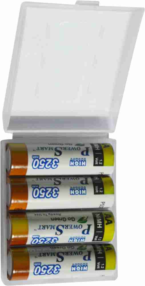 Power Smart 3250 mAH x 4 Ready To Use AA Rechargable NiMH Batteries Used For  Toys Flash Etc Camera Battery Charger - Power Smart 
