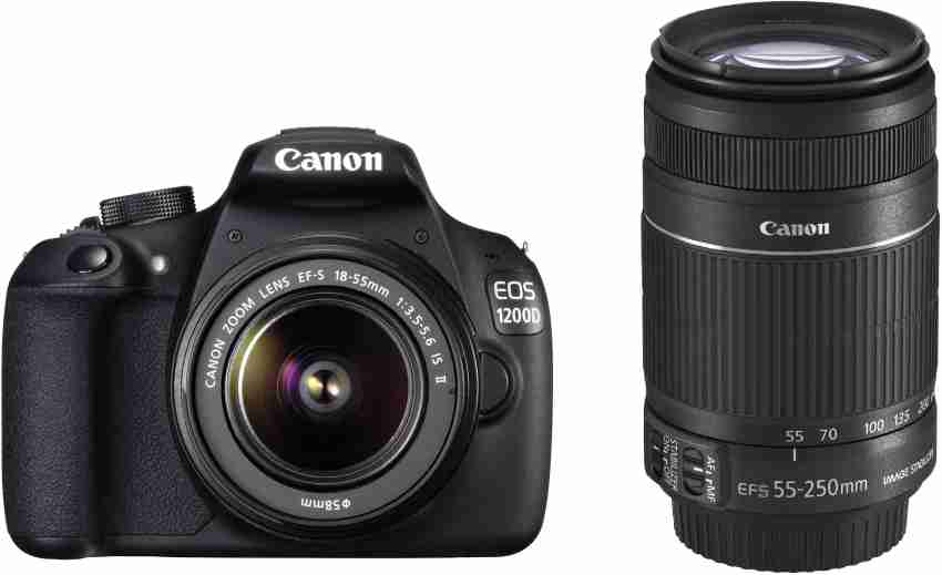 Chaleco Desfiladero Enemistarse Canon EOS 1200D DSLR Camera (Body with 8 GB Card & Bag EF S18-55 IS  II+55-250mm IS II) Price in India - Buy Canon EOS 1200D DSLR Camera (Body  with 8 GB