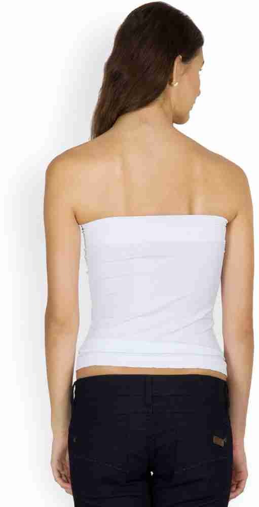 Buy PLUMBURY Strapless Camisole Long Tube Top for Women, Free Size (Pack of  2) Beige/White at