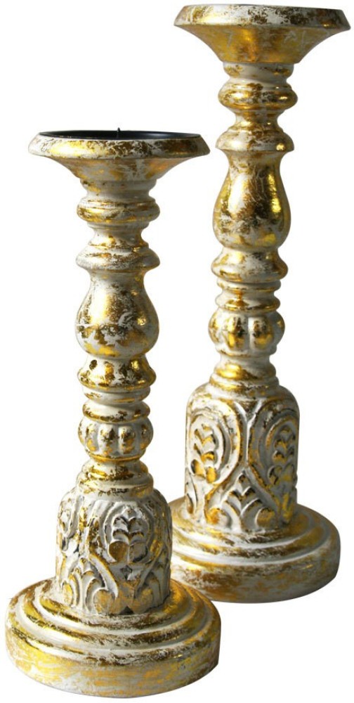 WebelKart New Premium Crystal Rose Brass Candle Holder for Decoration
