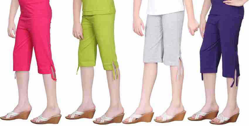 SINI MINI Capri For Girls Solid Cotton Blend Price in India - Buy SINI MINI  Capri For Girls Solid Cotton Blend online at