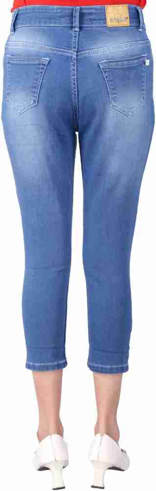 Buy online Light Blue Denim Capri from Capris & Leggings for Women by Fck-3  for ₹1039 at 13% off