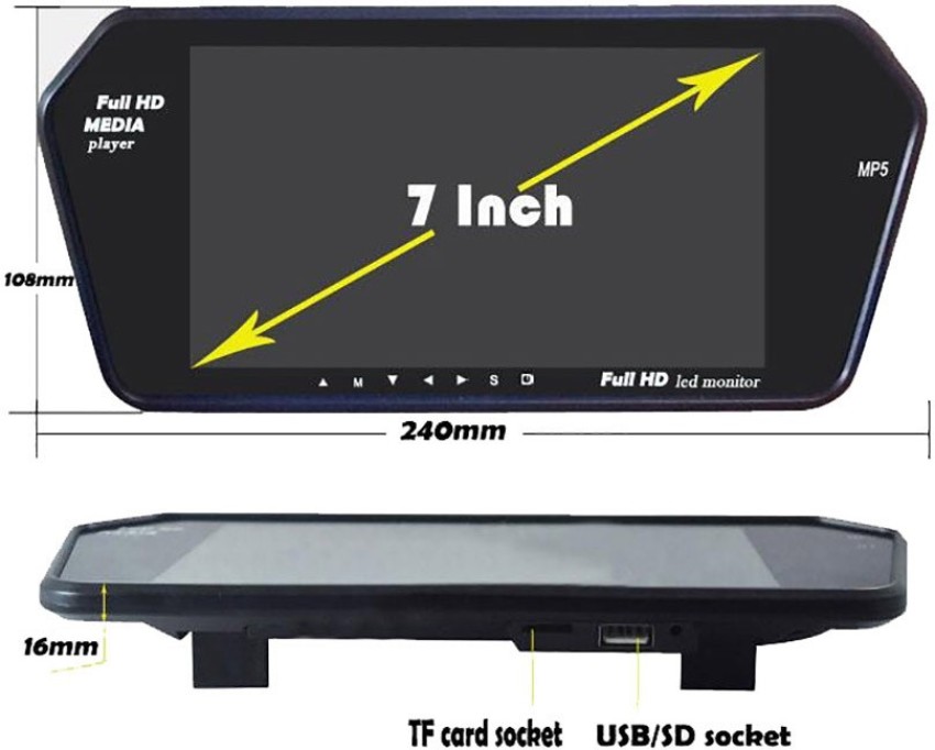 AutoKraftZ Car 7 Inch LED Screen With USB & Bluetooth And Night Vision For  Universal All Car Black LED Price in India - Buy AutoKraftZ Car 7 Inch LED  Screen With USB