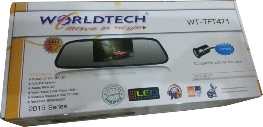 Worldtech Wt Tft471 Rearview Mirror Black LED Price in India Buy