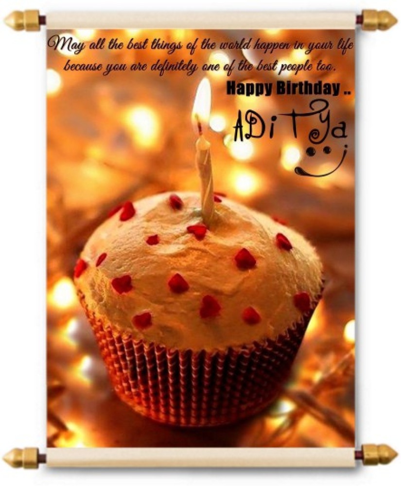 Happy Birthday GIF for Aditya with Birthday Cake and Lit Candles — Download  on Funimada.com