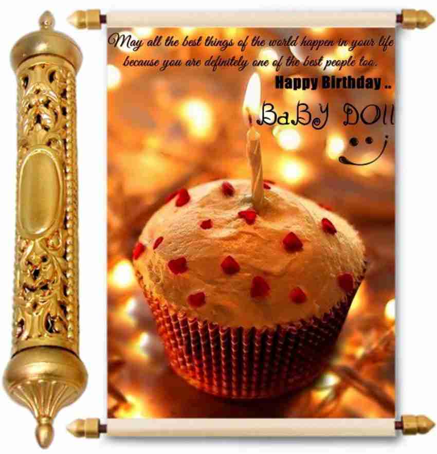 Lolprint Happy Birthday Baby Doll Gold Scroll Greeting Card Price
