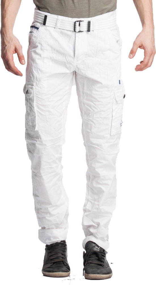 Buy HIGHLANDER Men White Slim Fit Solid Cargos  Trousers for Men 8469245   Myntra