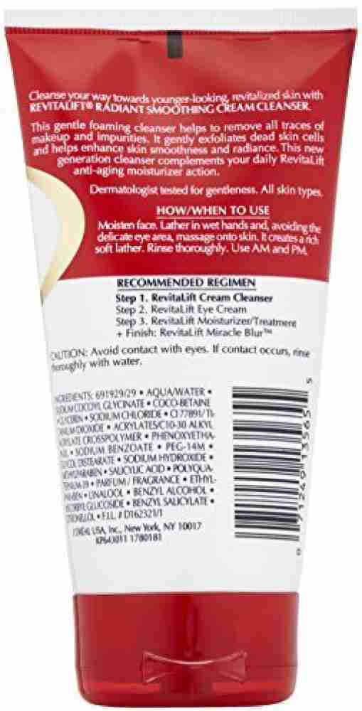 L'Oreal Paris Revitalift Radiant Smoothing Cream Cleanser For All Skin  Types, 5 fl oz