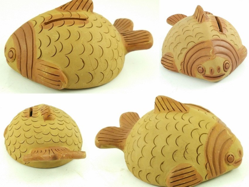 Singh Xpress Fish Shape - Gullak - Fancy - Children - Unique Earthen Small  Size - 5 (inch) Piggy Bank with Coin Slot Combo of 4 Coin Bank Price in  India 