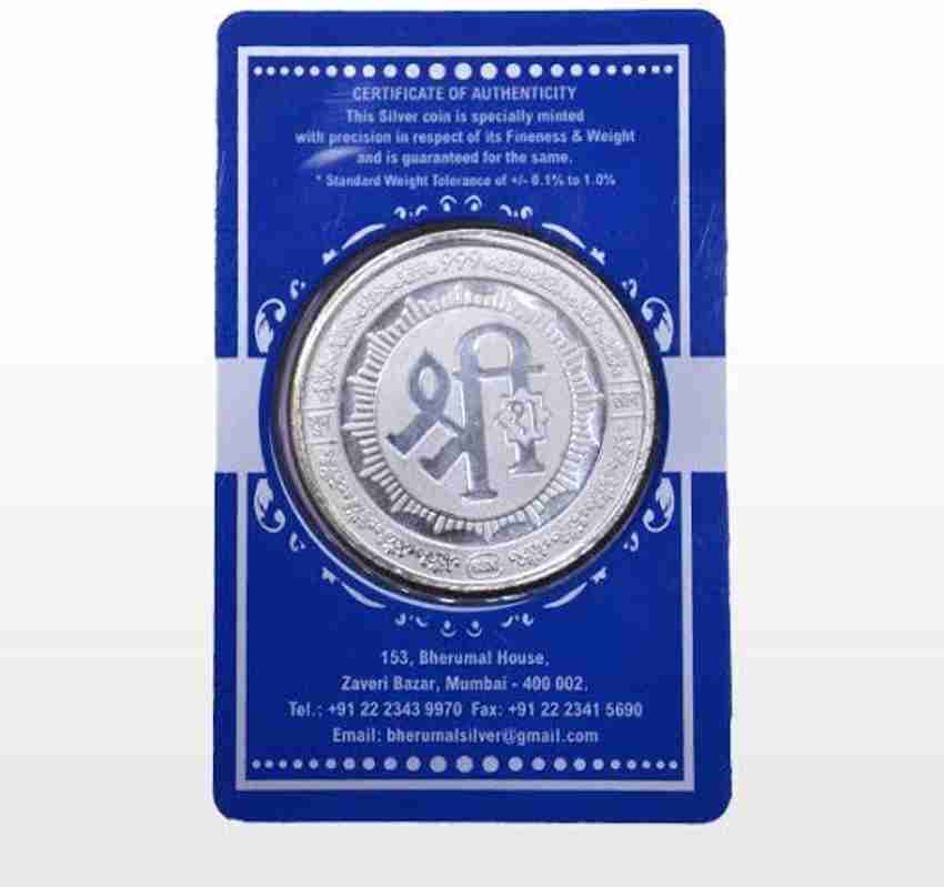 Bherumal Shamandas Silver Laxmiji Design S 999 10 g Silver Coin