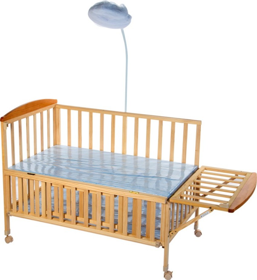 Mee mee baby wooden cot with swing & mosquito net on sale