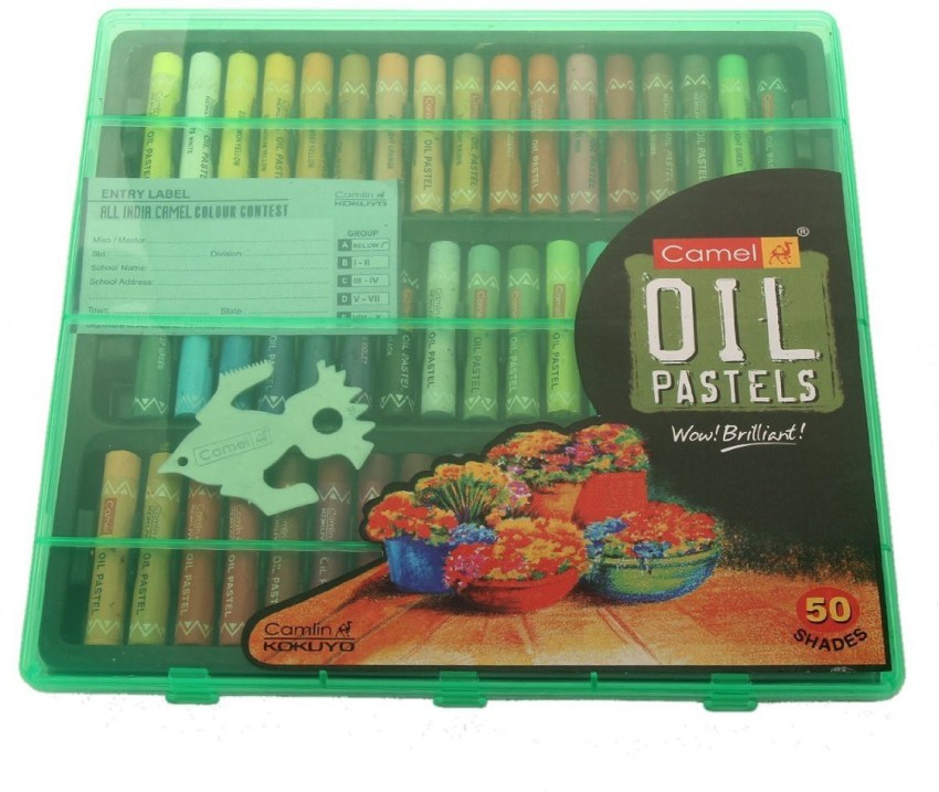 Camel Oil Pastel with Reusable Plastic Box - 50 Shades & Camel Drawing Kit  Combo
